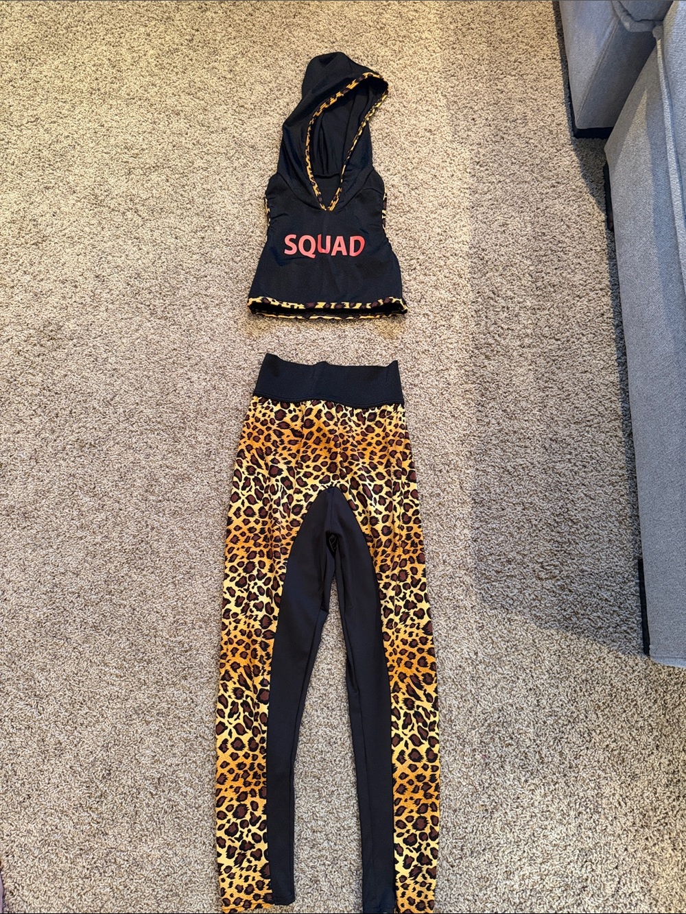 Dance Costume: Kids Leopard Squad Dance Costume Set - Black and Gold